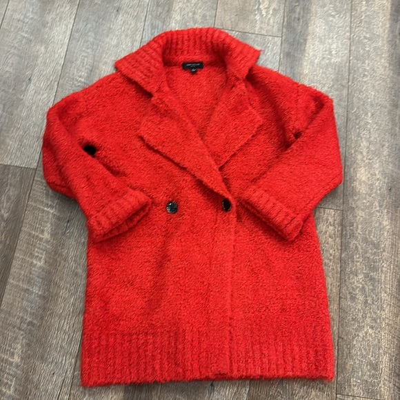 Ann Taylor Sweaters - Cherry Red Ann Taylor Double Breasted Coatigan